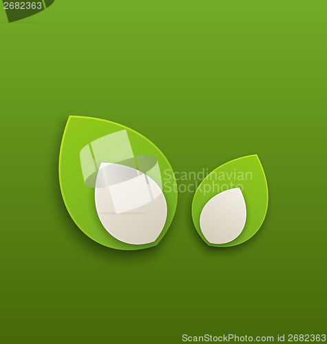 Image of Green paper leaves, eco friendly background