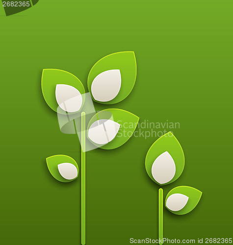 Image of Abstract paper green plants, ecology background