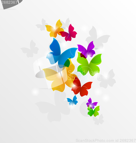 Image of Abstract rainbow butterflies, colorful background 