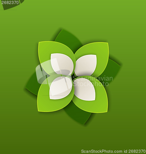 Image of Eco label made in paper green leaves