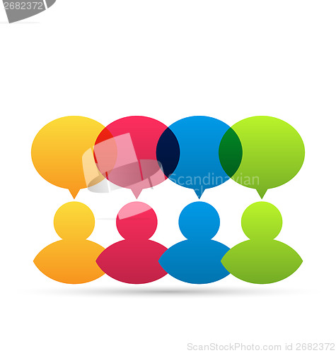 Image of Colorful people icons with dialog speech bubbles
