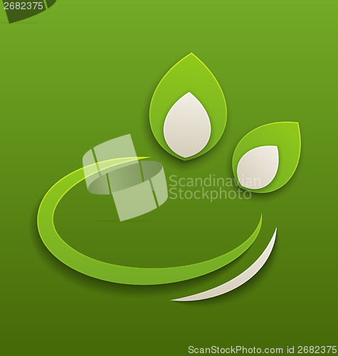 Image of Label with paper green leaves