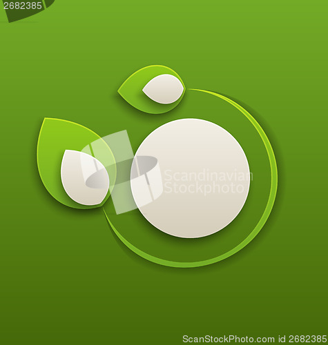 Image of Flyer label with eco green leaves