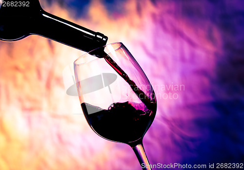 Image of Red Wine Poured into Wineglass