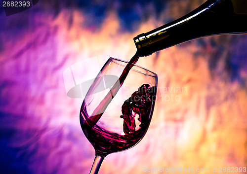 Image of Red Wine Poured into Wineglass