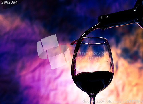 Image of Red Wine Poured into Wineglass