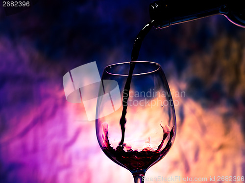 Image of Red Wine Poured into Wineglass