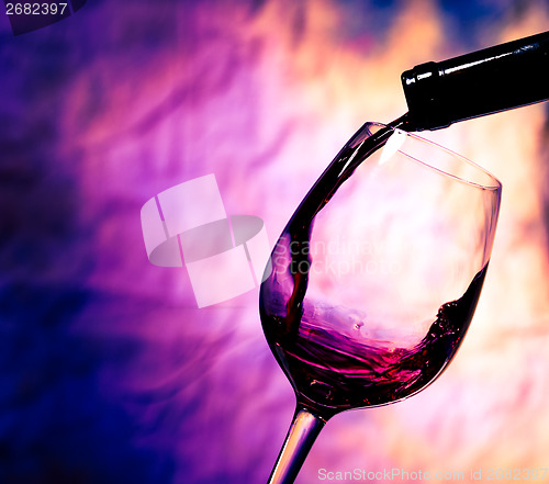 Image of Red Wine Poured into Wineglass