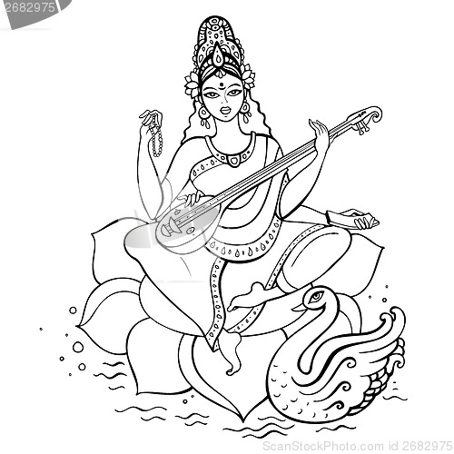 Image of Hindu Goddess Saraswati.