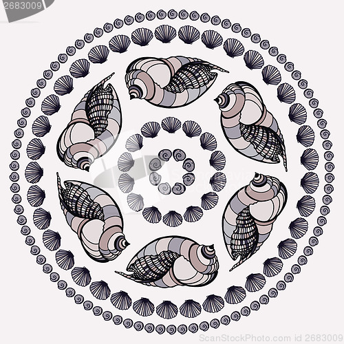 Image of  Mandala made of Seashells.