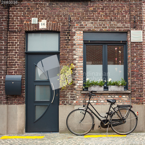 Image of Bicycle on the street in Bruges, Belgium