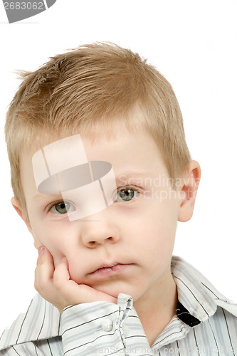 Image of Studio portrait of young pensive beautiful boy