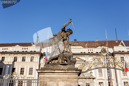 Image of view of statue behind Prague castle