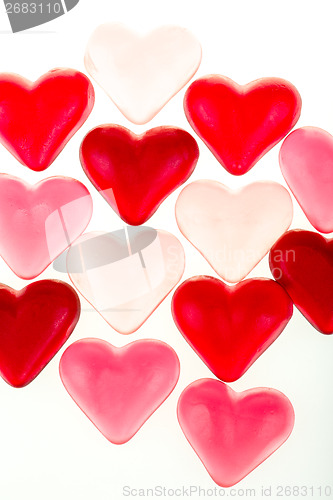 Image of Brightly coloured red gums hearts