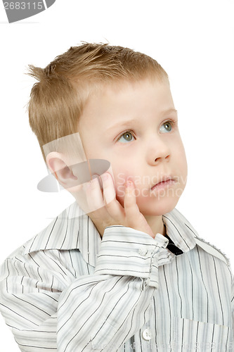 Image of Studio portrait of young pensive beautiful boy