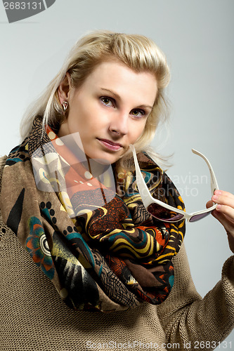Image of studio portrait of beautiful woman