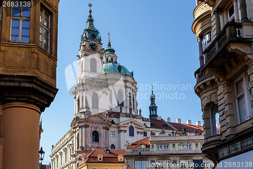 Image of Houses and Saint Nicholas Church in Lesser Town, Prague