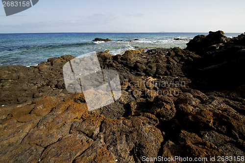 Image of spain musk pond rock stone sky    in lanzarote 
