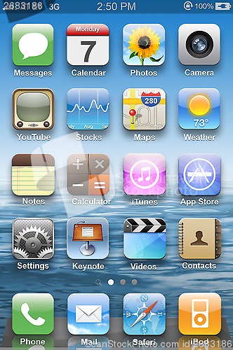 Image of Icons on main display on iPhone 4.