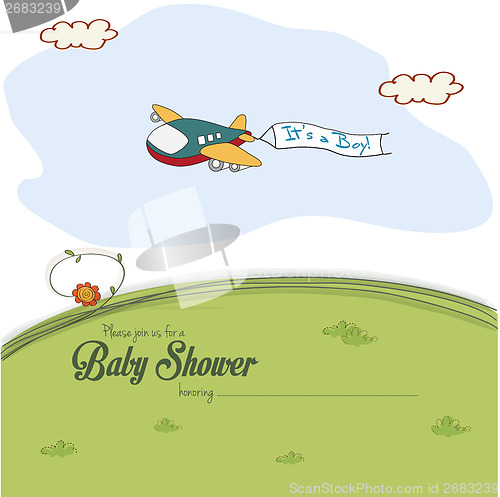 Image of baby shower card with cute plane