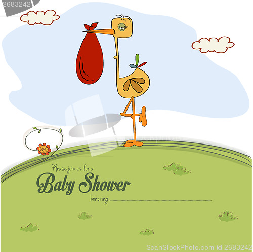 Image of baby shower card with stork