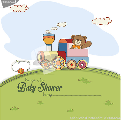 Image of baby shower card with teddy bear
