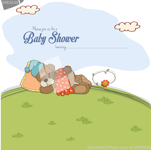 Image of baby shower card with teddy bear