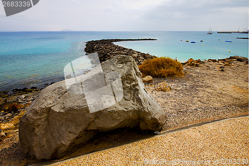 Image of surf yacht   water  boat coastline and summer lanzarote spain