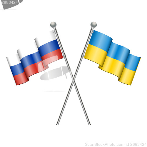 Image of Flags of Ukraine and Russia