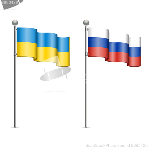 Image of Flags of Ukraine and Russia