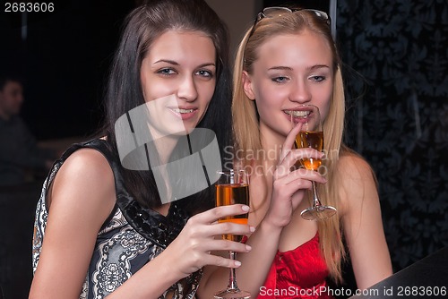 Image of beautiful women relaxing in bar