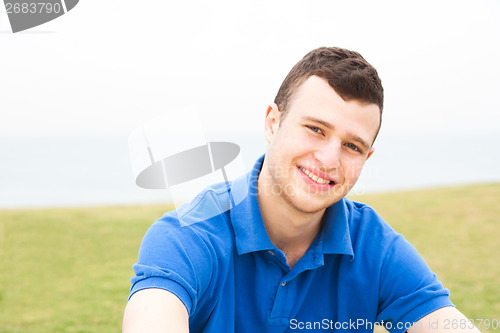 Image of Attractive man, enjoying beach holiday