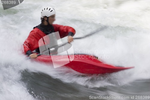 Image of Red kayak in whitewater