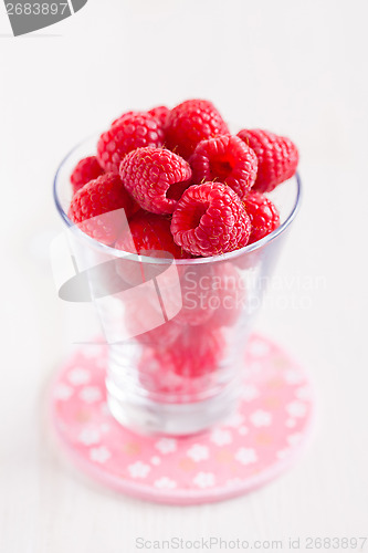 Image of Fresh raspberries in glass