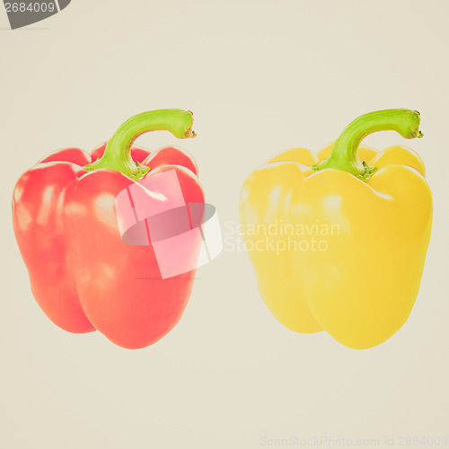 Image of Retro look Red and yellow pepper