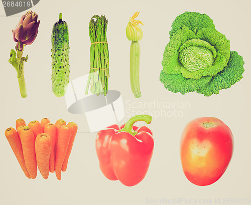 Image of Retro look Vegetables isolated