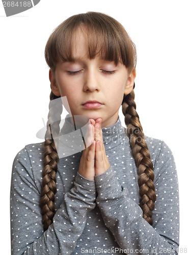 Image of girl praying, isolated