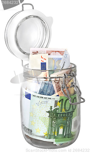 Image of Euro banknotes in jar