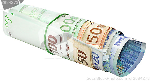 Image of Roll of euro banknotes