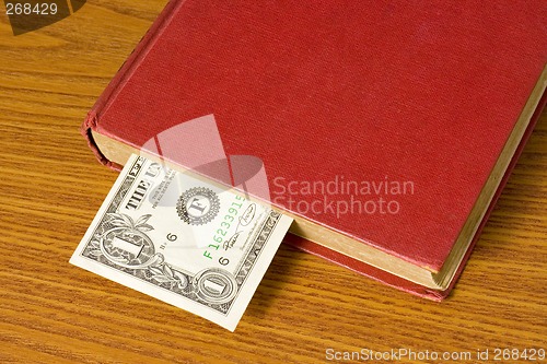 Image of Dollar bill in book

