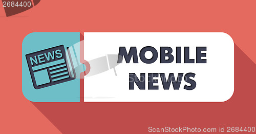 Image of Mobile News Concept on Scarlet in Flat Design.