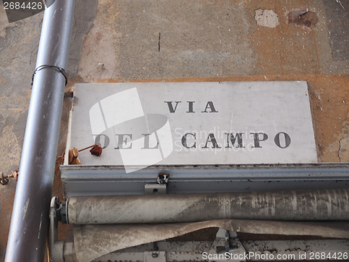 Image of Via del Campo street sign in Genoa