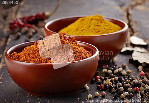 Image of various spices on a dark background