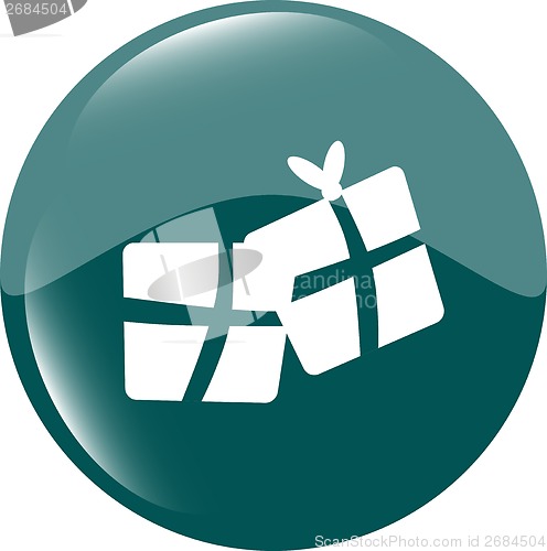Image of blue icon with gift boxes set, holiday concept