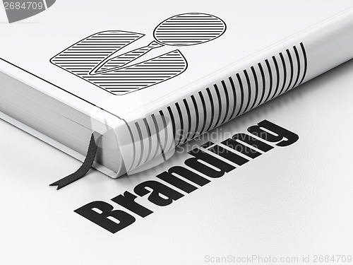 Image of Advertising concept: book Business Man, Branding on white background
