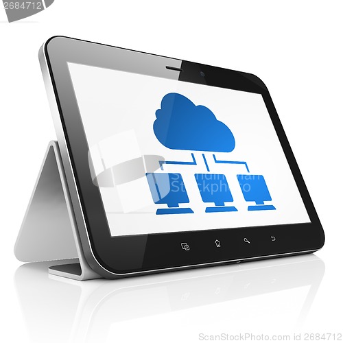 Image of Cloud technology concept: Cloud Network on tablet pc computer