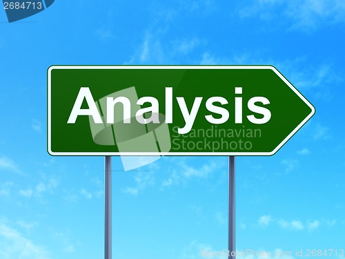 Image of Marketing concept: Analysis on road sign background