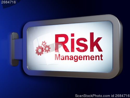 Image of Business concept: Risk Management and Gears on billboard background