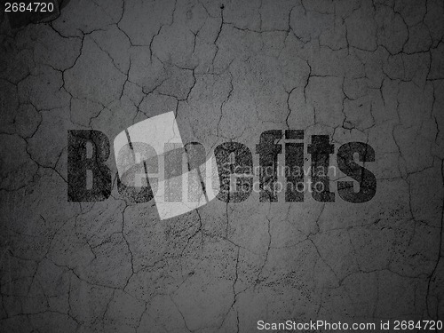 Image of Finance concept: Benefits on grunge wall background