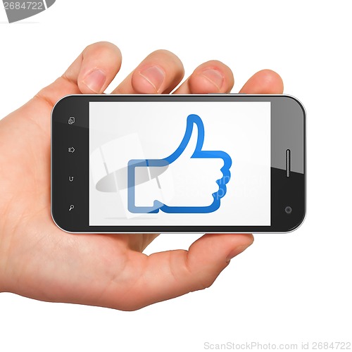 Image of Social network concept: Thumb Up on smartphone